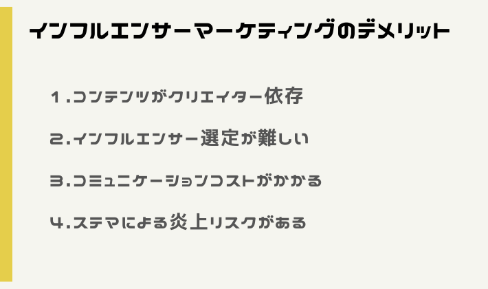 インフルエンサーマーケティングのデメリット